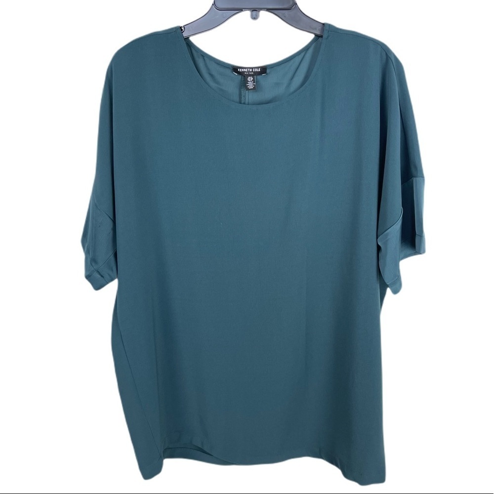 ✅ Kenneth Cole teal oversized atlas sleeve tunic top S